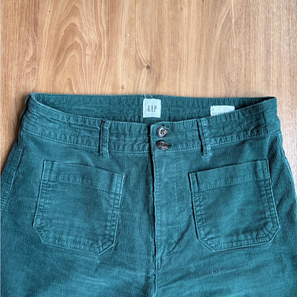 Gap Size 4 Wide Leg Green Corduroy Pants - Picture 2 of 6